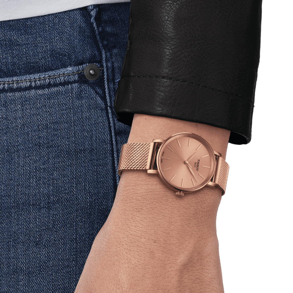Tissot Everytime Women Quartz Pink Dial Analog Mesh Watch