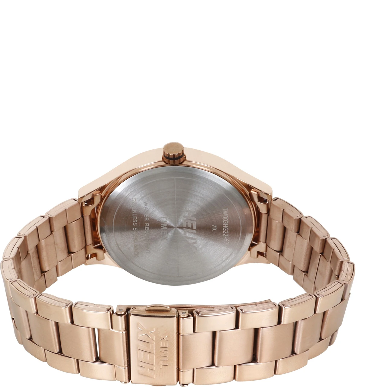Helix TIMEX Stainless Steel Analog Men's Watch -Grey Dial Rose Gold Colored Strap