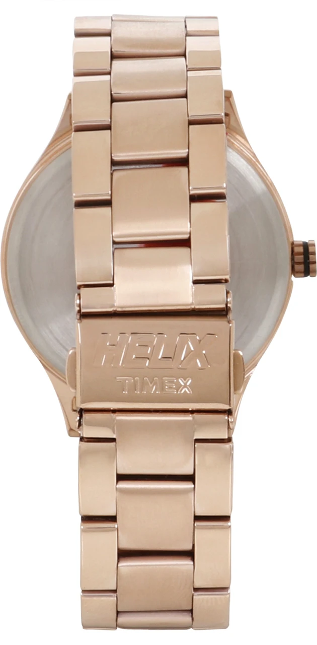 Helix TIMEX Stainless Steel Analog Men's Watch -Grey Dial Rose Gold Colored Strap