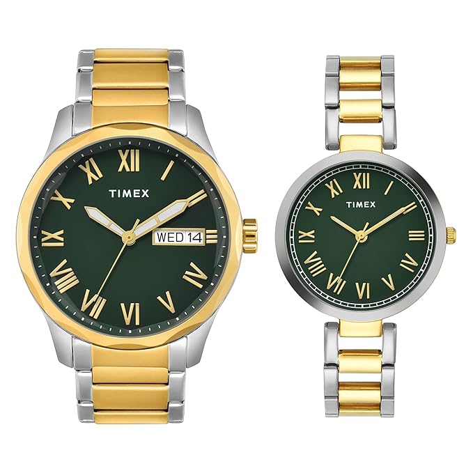 TIMEX Green Round Dial Analog Pair's Watch