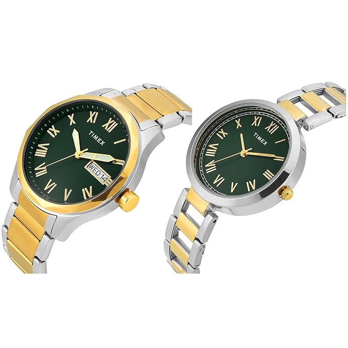 TIMEX Green Round Dial Analog Pair's Watch