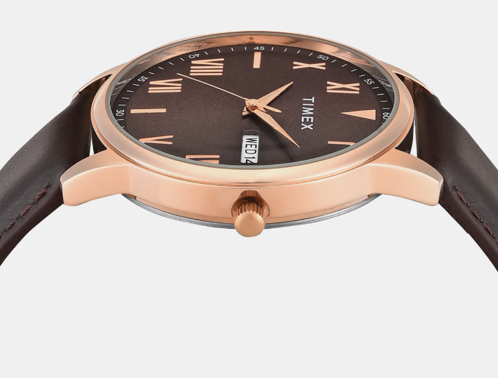 Trendline Men Quartz Brown Dial Analog Leather Watch