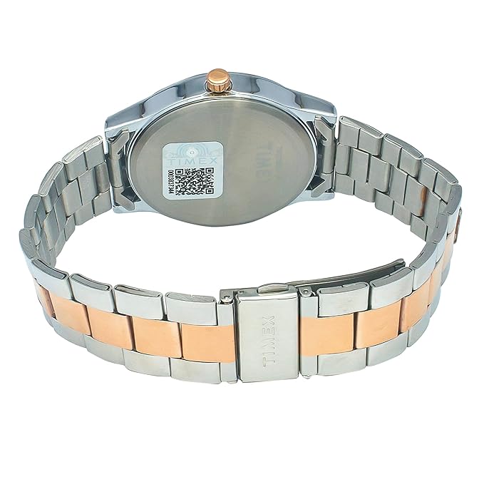 TIMEX Analog Watch for Man with Black Round Dial & Two Tone Stainless Steel Bracelet Band Water Resistant Men's Wrist Watches