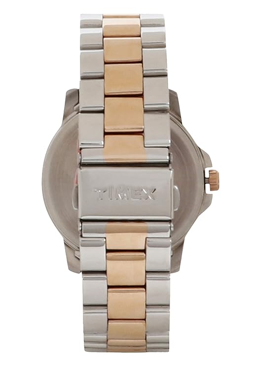 TIMEX Analog Watch for Man with Brown Round Dial & Two Tone Stainless Steel Bracelet Band Water Resistant Men's Wrist Watches