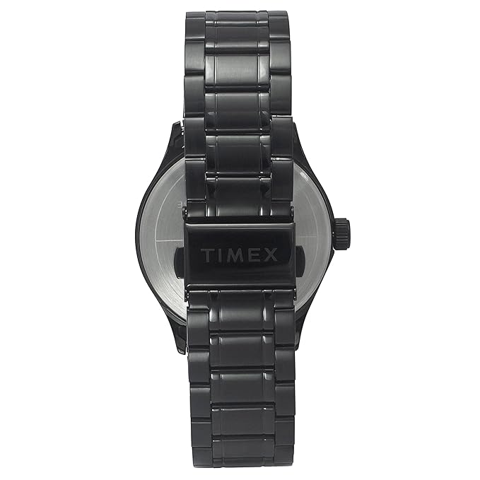 TIMEX Analog Watch for Man with Black Round Dial & Black Stainless Steel Bracelet Band Water Resistant Men's Wrist Watches