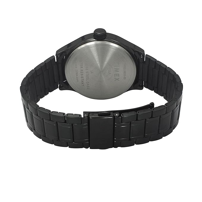 TIMEX Analog Watch for Man with Black Round Dial & Black Stainless Steel Bracelet Band Water Resistant Men's Wrist Watches