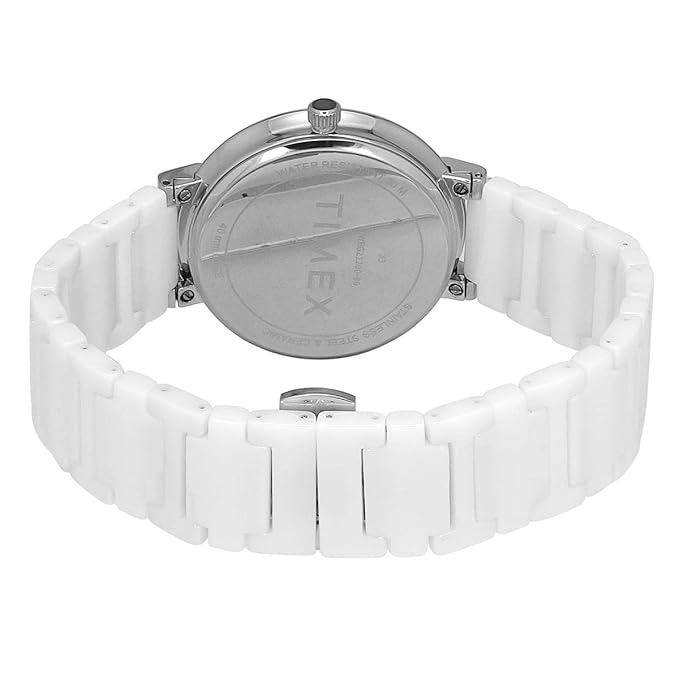 TIMEX Analog Watch for Man with White Round Dial & White Ceramic Bracelet Band Water Resistant Men's Wrist Watches