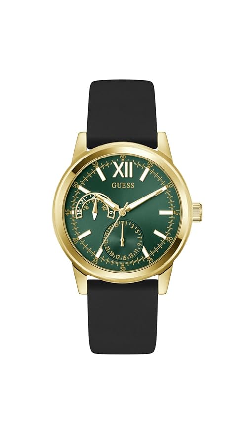 Guess Emerson Men's Analog Quartz Green Dial Analog Silicone Watch