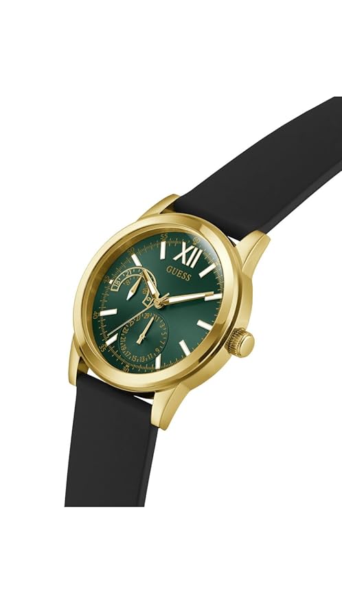 Guess Emerson Men's Analog Quartz Green Dial Analog Silicone Watch