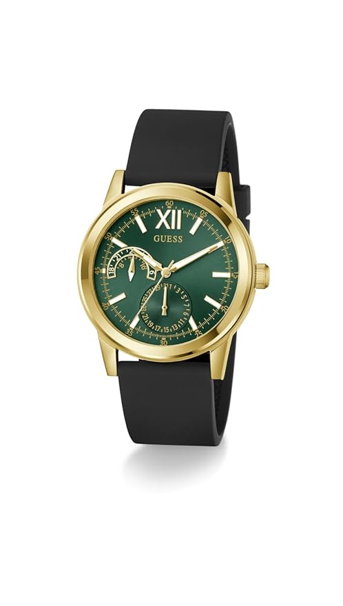 Guess Emerson Men's Analog Quartz Green Dial Analog Silicone Watch