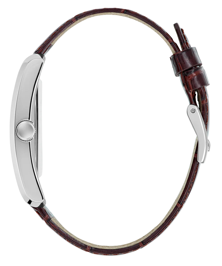 GUESS Mens Brown Silver Tone Analog Watch