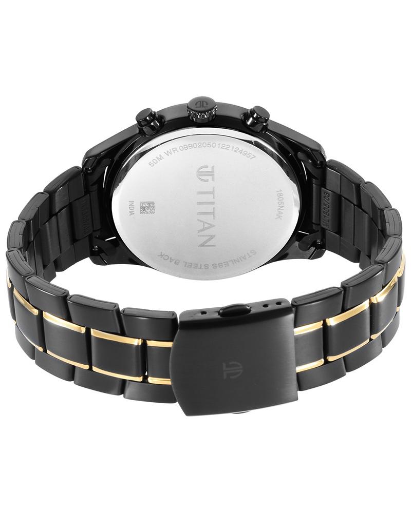 Titan Men BLACK & GOLD Anthracite Analog Watch