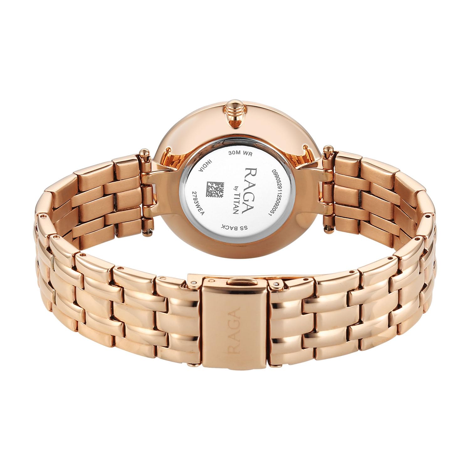 Titan Raga DEC Blaze Quartz Analog Mother of Pearl Dial Rose Gold Metal Strap Watch For Women