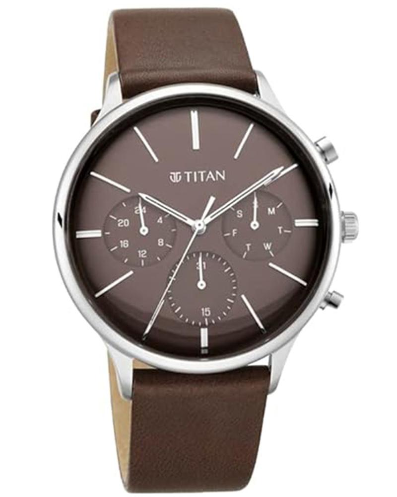 Titan Men LIGHT LEATHERS Brown Multifunction Watch