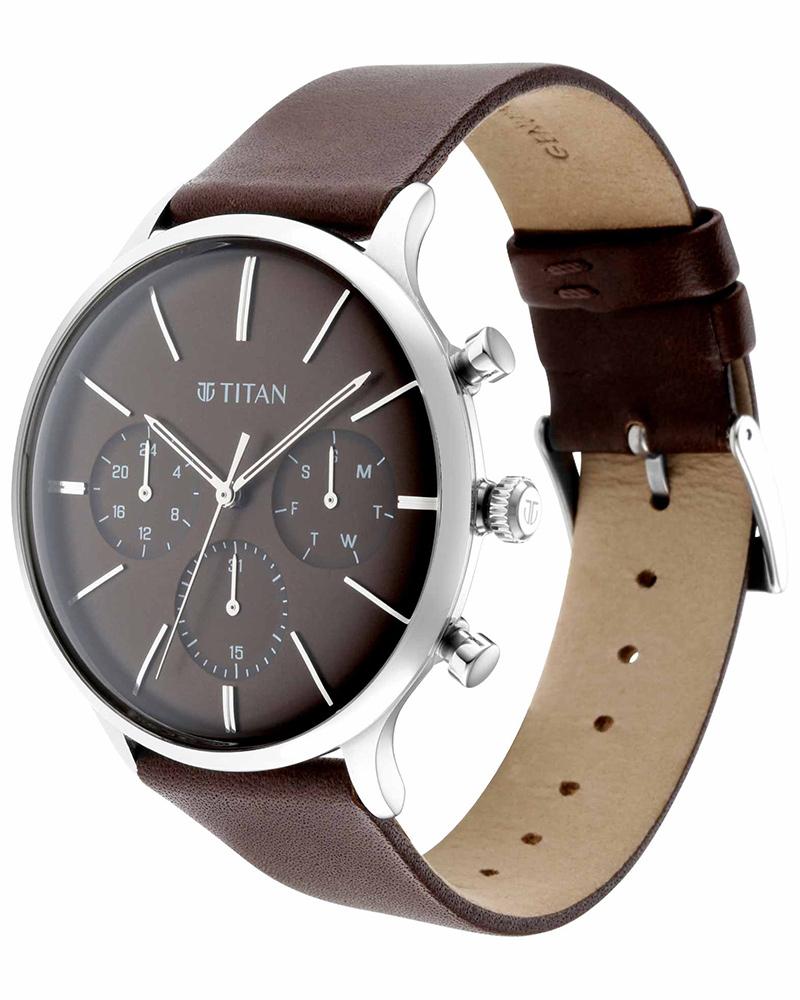 Titan Men LIGHT LEATHERS Brown Multifunction Watch