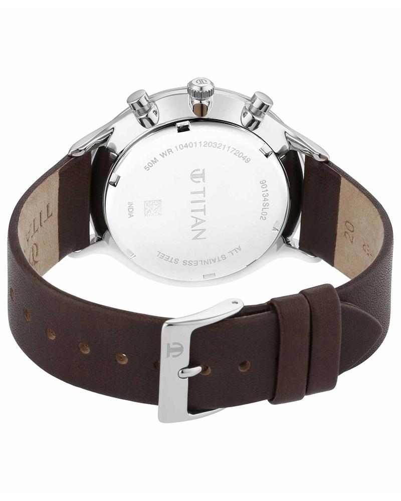 Titan Men LIGHT LEATHERS Brown Multifunction Watch