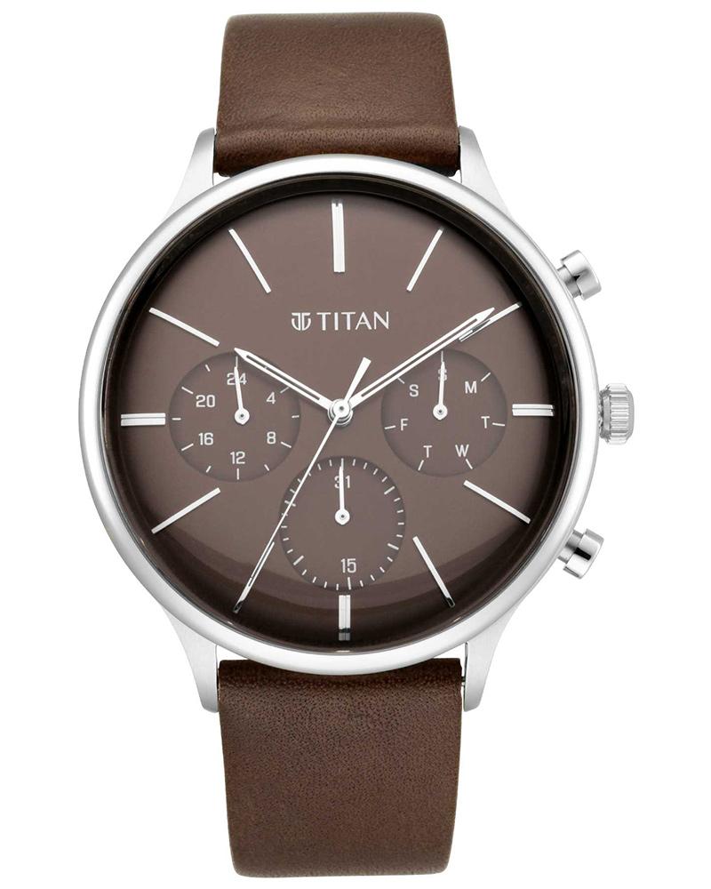 Titan Men LIGHT LEATHERS Brown Multifunction Watch