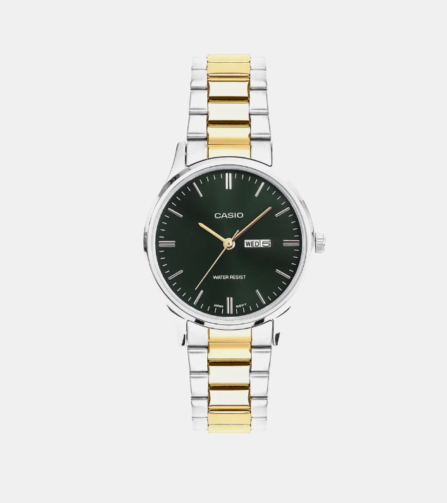 Casio  Women Quartz Green Dial Analog Stainless Steel Watch
