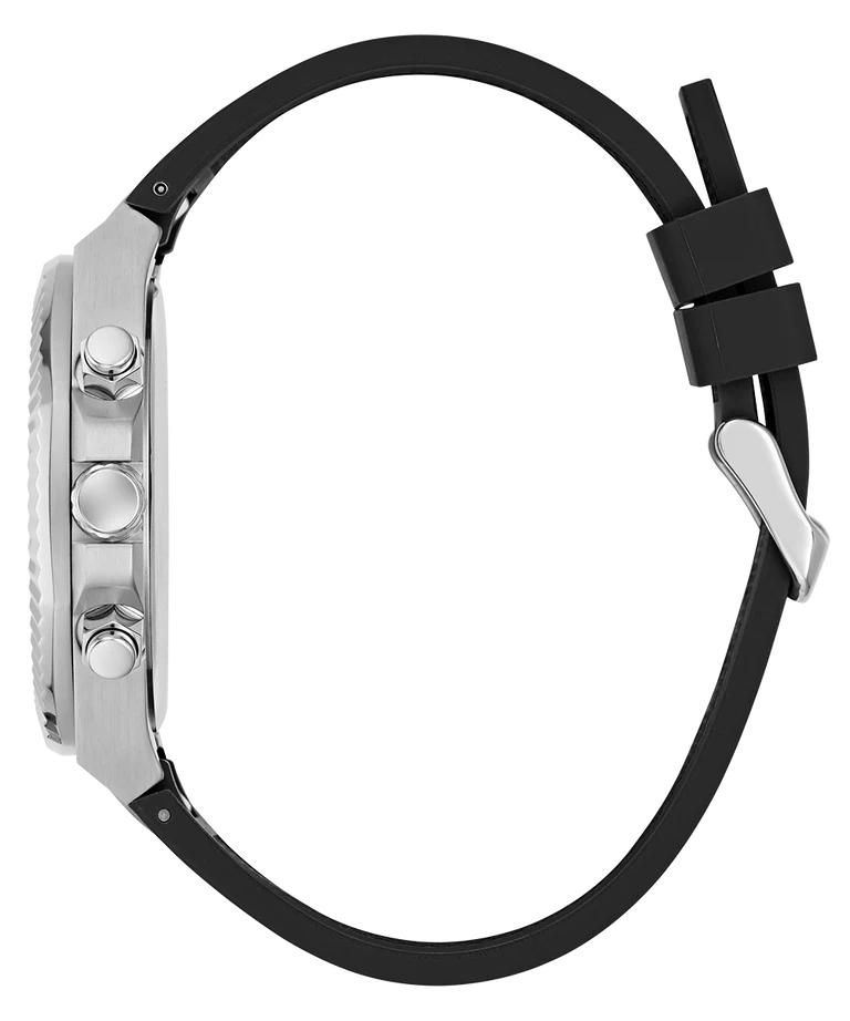 GUESS Mens Equity Black Silver Tone Analog Watch