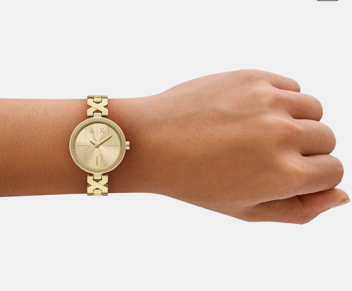 Armani Exchange Women Quartz Gold Dial Analog Stainless Steel Watch