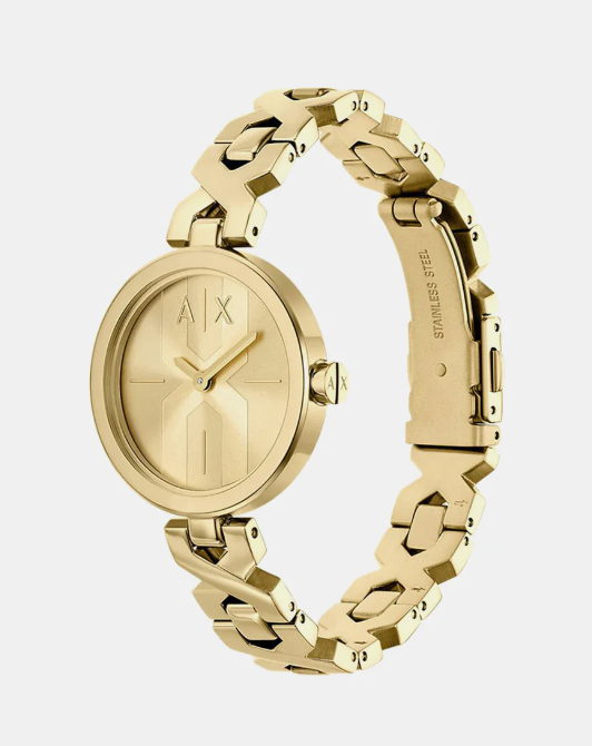 Armani Exchange Women Quartz Gold Dial Analog Stainless Steel Watch