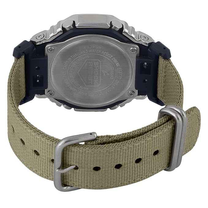 G-Shock Casio Gm-2100C-5Adr Black Analog-Digital Dial Brown Cloth Band Men's Watch Shock and 200M Water Resistant