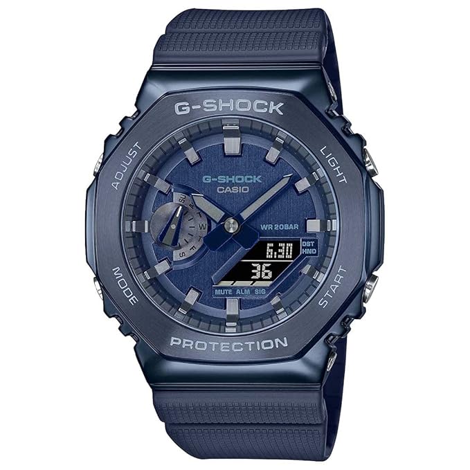 Casio G-Shock GM-2100N-2ADR Dark Blue IP Blue Analog-Digital Dial Blue Resin Strap Men's Watch Shock and 200M Water Resistant