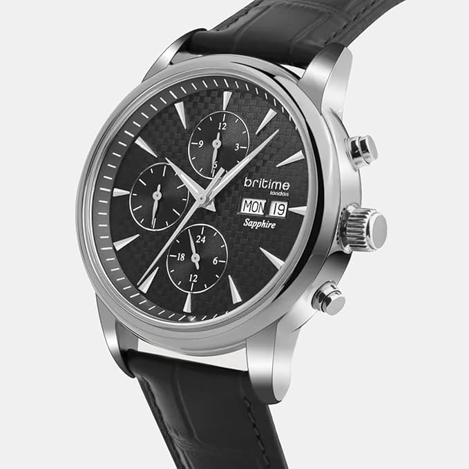 Men Automatic Black Dial Analog Leather Watch