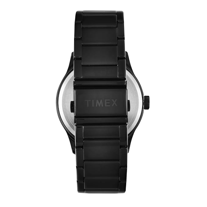 TIMEX Analog Watch for Man with Black Round Dial & Black Stainless Steel Bracelet Band Water Resistant Men's Wrist Watch
