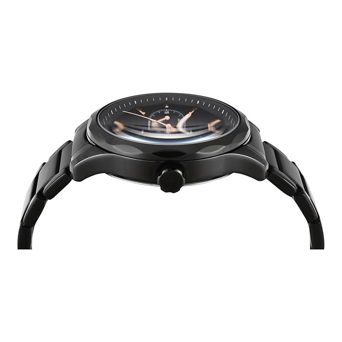 TIMEX Analog Watch for Man with Black Round Dial & Black Stainless Steel Bracelet Band Water Resistant Men's Wrist Watch