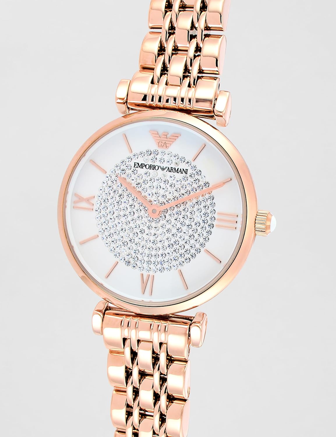 Emporio Armani Stainless Steel Analog White Dial Women Watch Gold Band