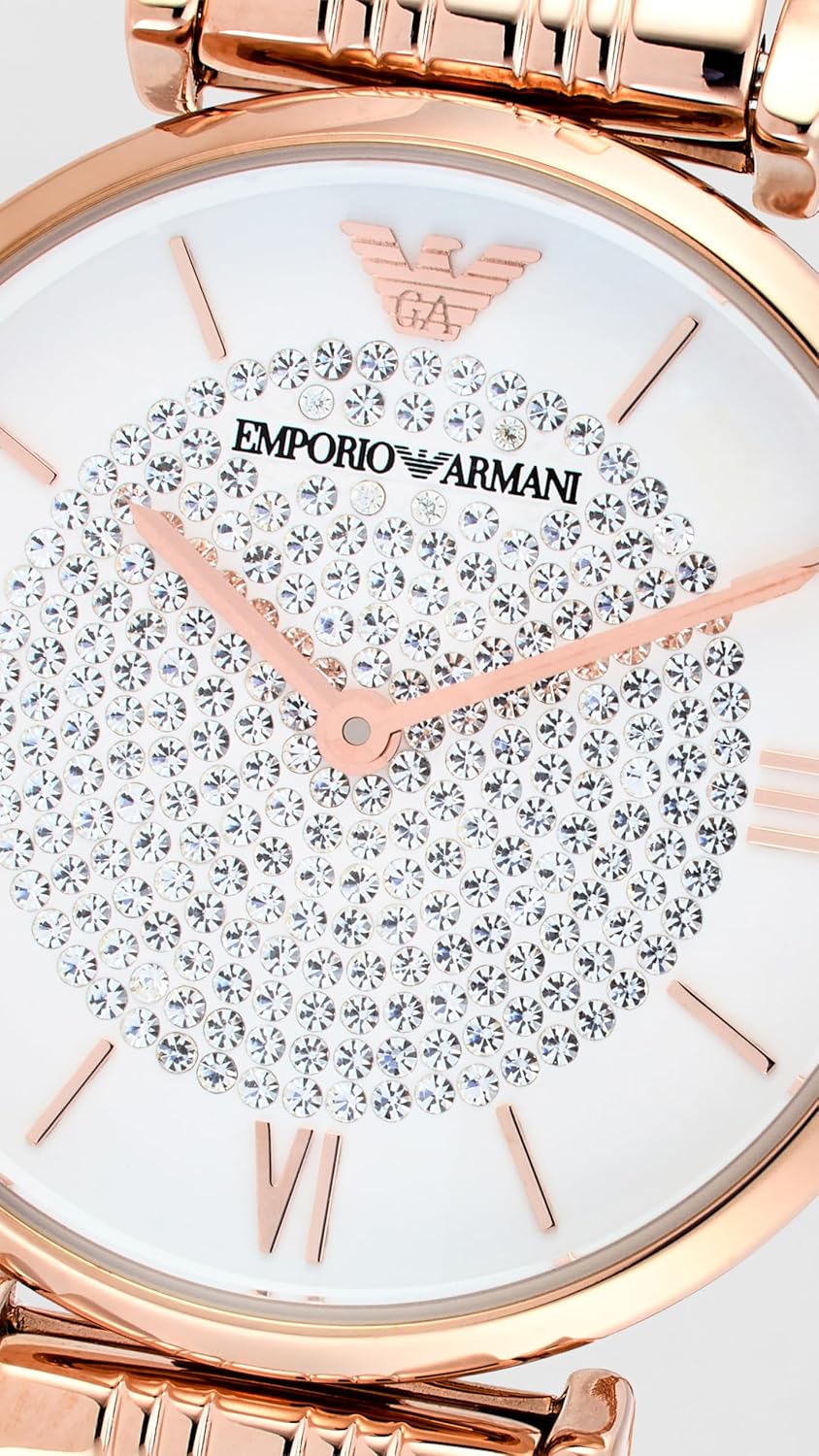 Emporio Armani Stainless Steel Analog White Dial Women Watch Gold Band