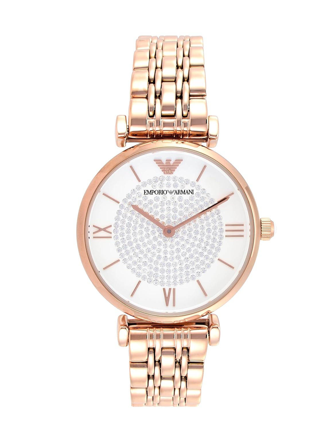 Emporio Armani Stainless Steel Analog White Dial Women Watch Gold Band