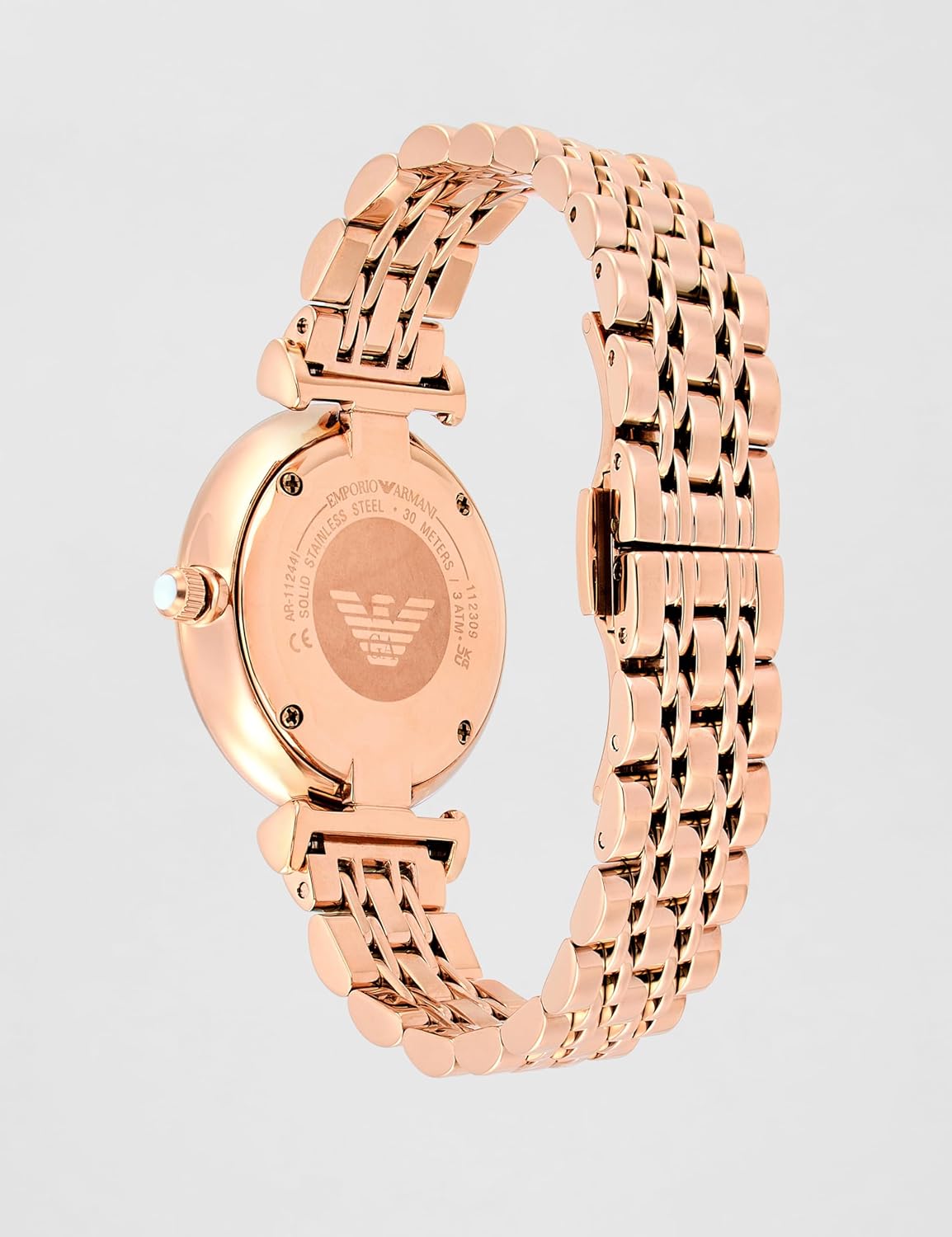 Emporio Armani Stainless Steel Analog White Dial Women Watch Gold Band