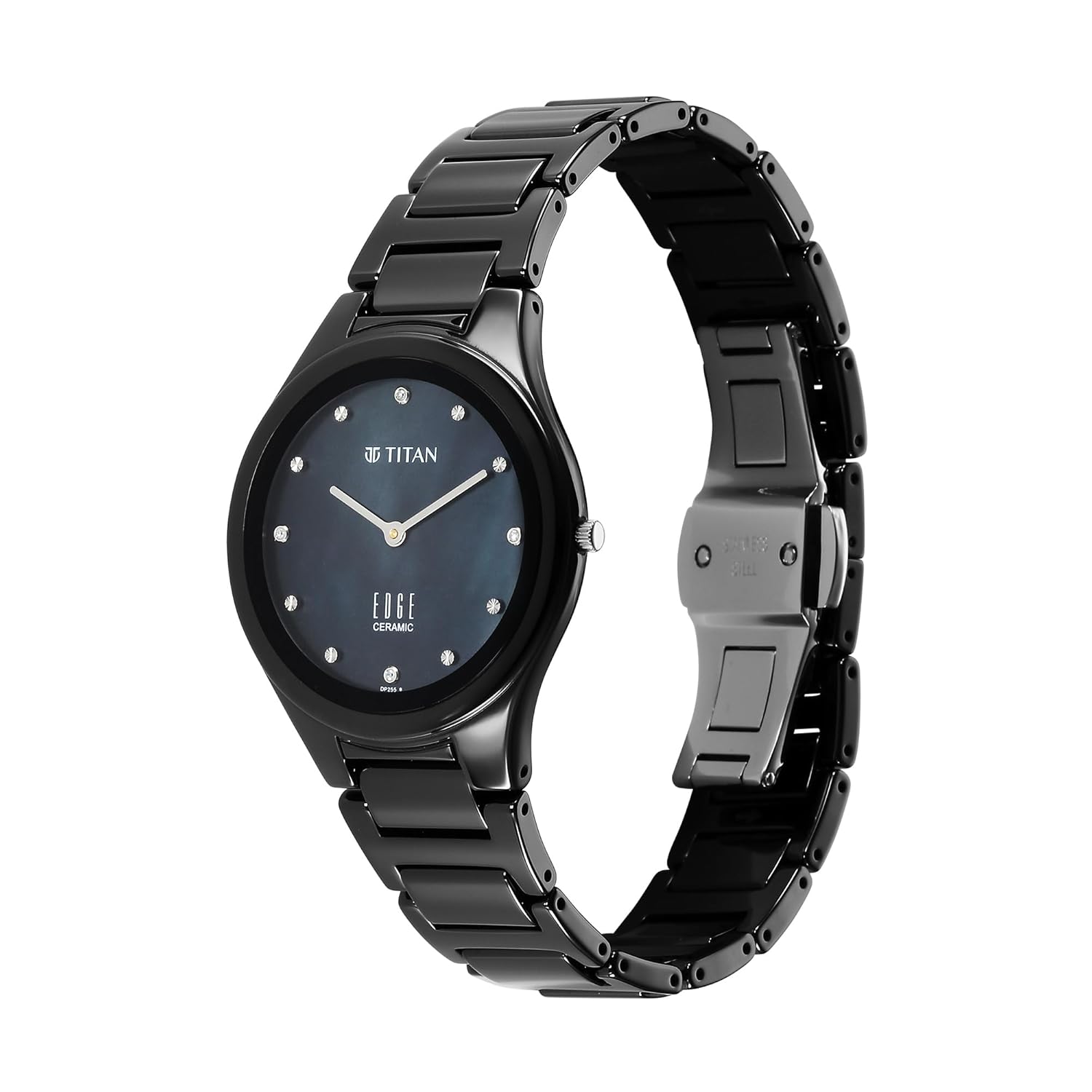 Titan Edge Ceramic Dress with Diamonds Quartz Analog Mother Of Pearl Dial Ceramic Strap Watch for Women