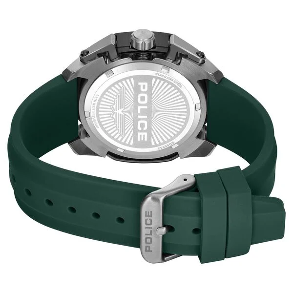 Police Quartz Multifunction Green Dial Green Silicone Strap Watch For Men