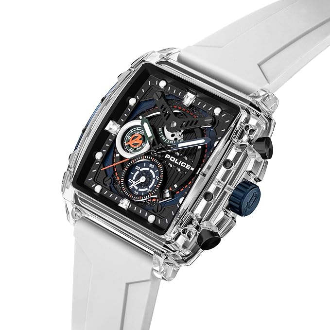 Police Quartz Chronograph Black Dial Multicoloured Color Silicone Strap Watch For Men