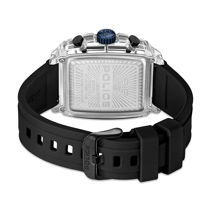 Police Quartz Chronograph Black Dial Multicoloured Color Silicone Strap Watch For Men