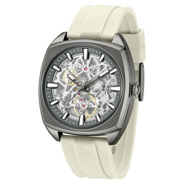 Kenneth Cole Automatic with Gun Dial White Silicon Strap Watch for Men