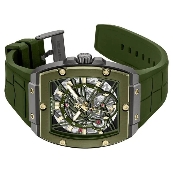 Kenneth Cole Automatic Green Dial Green Colour Silicone Strap Watch For Men
