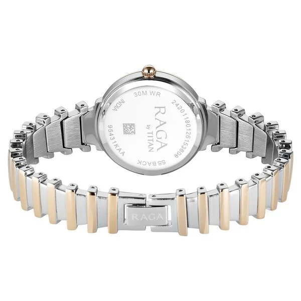 Titan Raga Spotlight Quartz Analog Silver Dial Two Toned Metal Strap Watch For Women