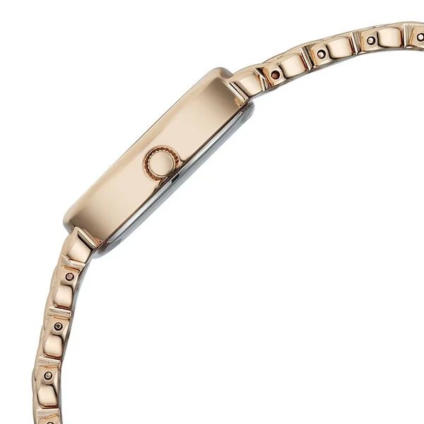 Titan Raga Spotlight Quartz Analog Silver Dial Rose Gold Metal Strap Watch For Women