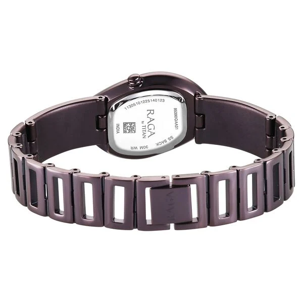 Titan Raga Sierra Quartz Analog Prune - Purple Dial Prune - Purple Metal Strap Watch For Women