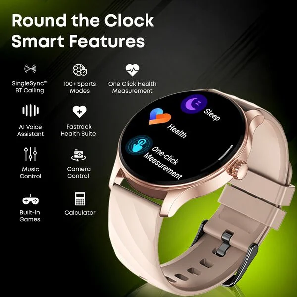 Fastrack Jupiter R1 With 3.50 cm, Fast Charge, 100+ Sports Mode, IP68, AI Voice Assistant, Fashion Smartwatch
