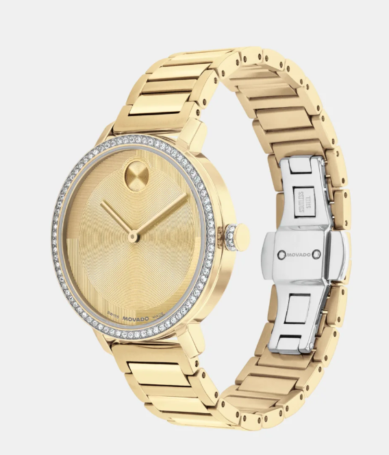 Movado Bold Women Quartz Gold Dial Analog Stainless Steel Watch