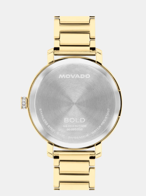 Movado Bold Women Quartz Gold Dial Analog Stainless Steel Watch
