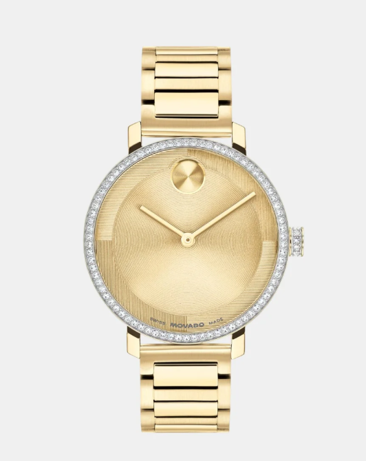 Movado Bold Women Quartz Gold Dial Analog Stainless Steel Watch