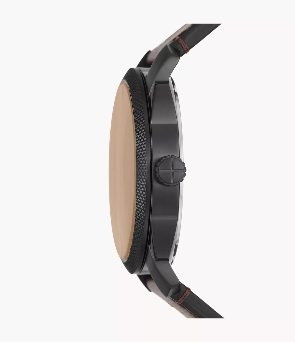 Machine Three-Hand Date Brown Leather Watch