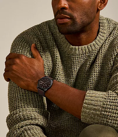 Machine Three-Hand Date Brown Leather Watch