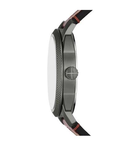 Machine Three-Hand Date Brown Leather Watch
